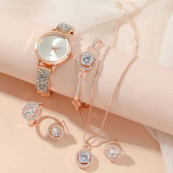 6 Pcs Rose Gold Women’s Jewellery Set.