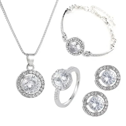 6 Pcs Silver White Women’s Jewellery Set.