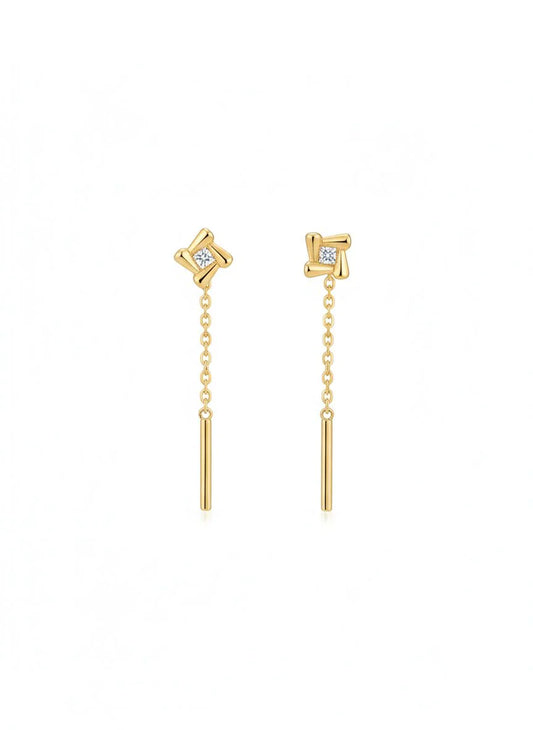 Golden Fragment Chain Earrings