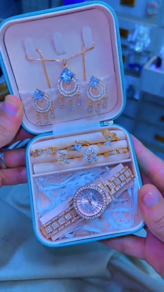 Luxury Blue Stone Earring Jewelry Box