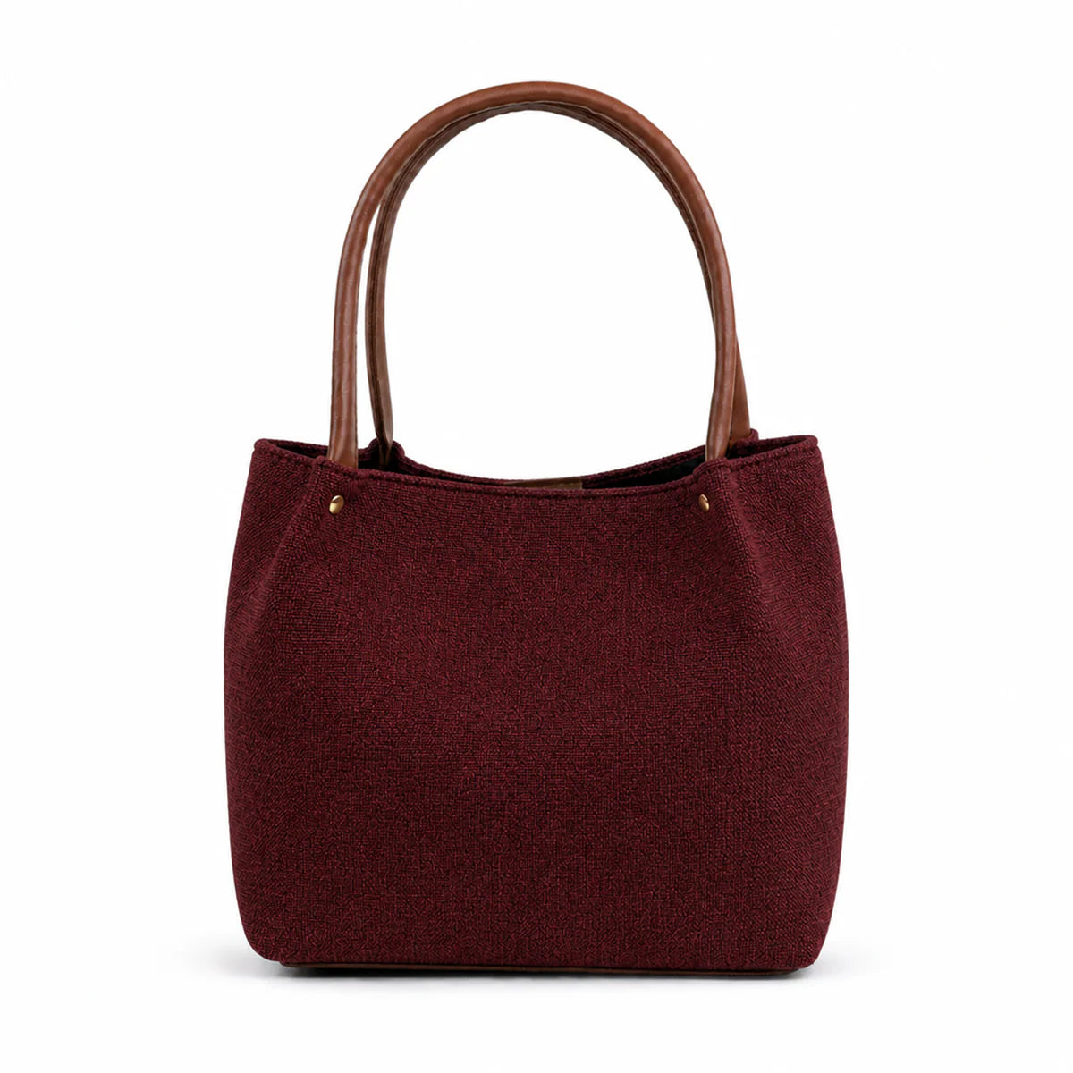 Daily Tote Bag - Premium Woven Fabric Maroon & Brown