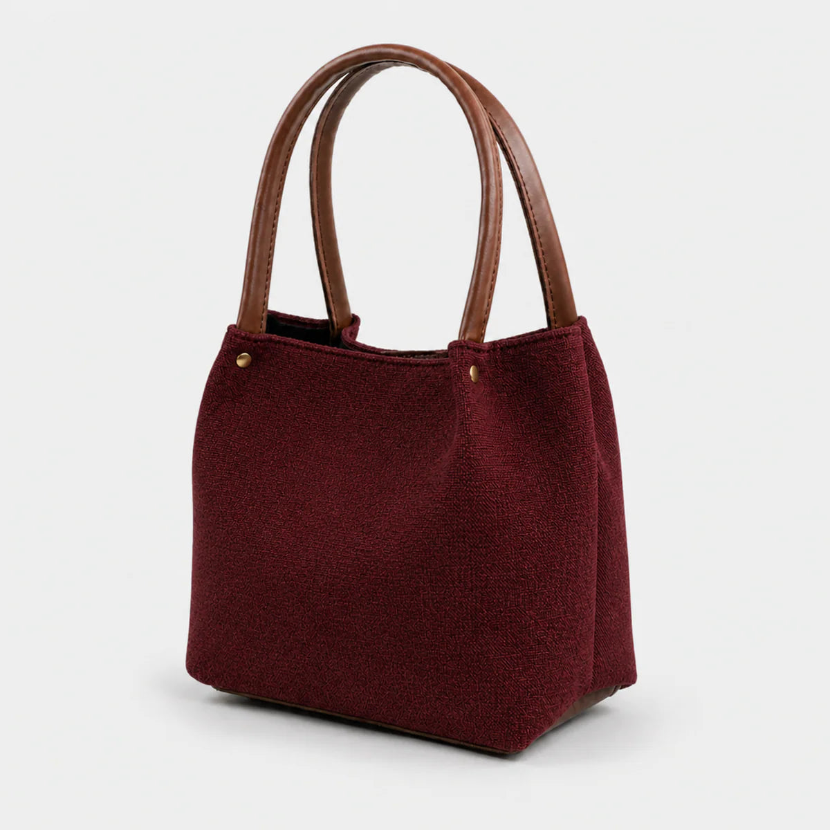 Daily Tote Bag - Premium Woven Fabric Maroon & Brown