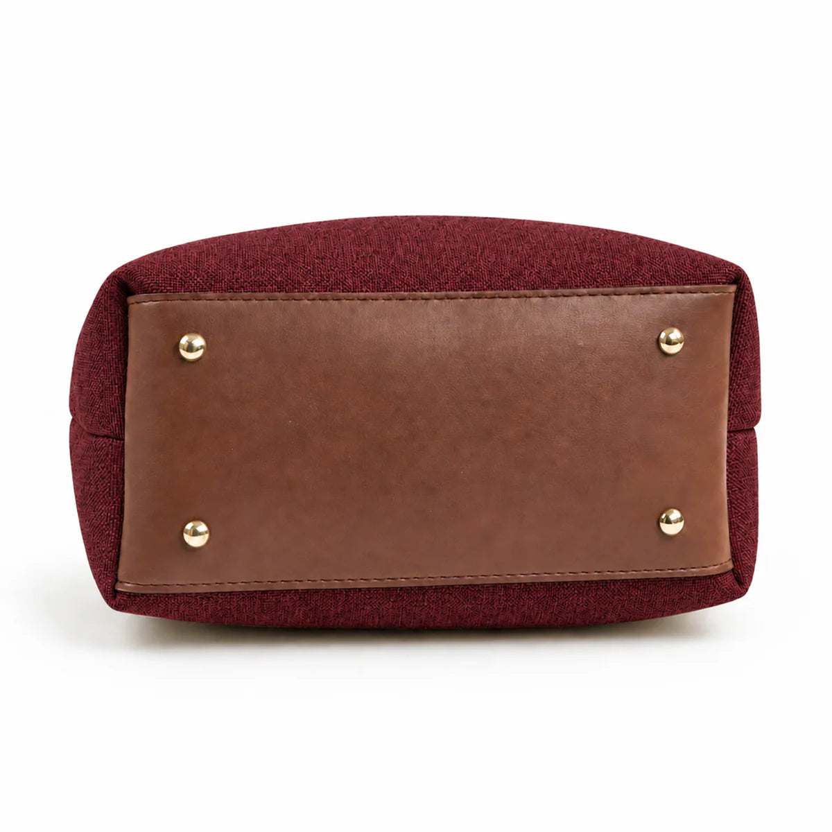 Daily Tote Bag - Premium Woven Fabric Maroon & Brown