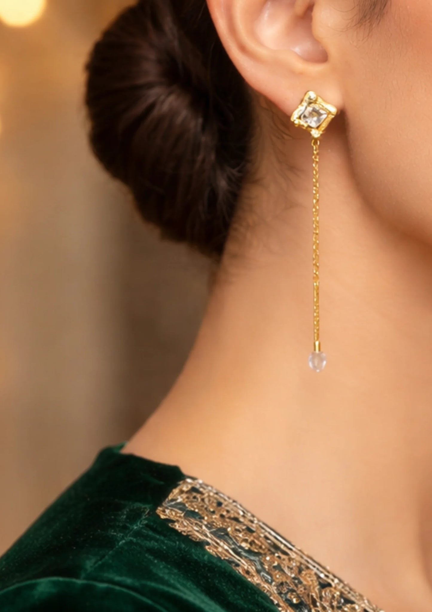 Golden Fragment Chain Earrings
