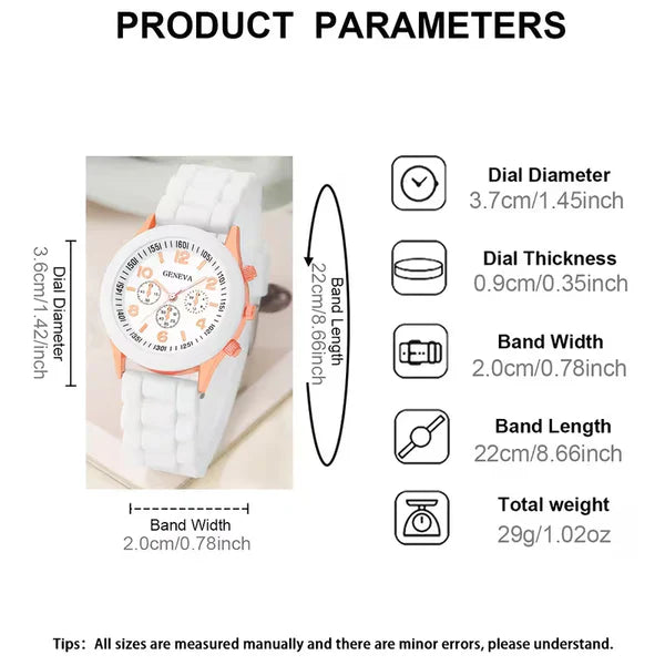 6pcs White Butterfly Women'S Casual Round Dial Watch And Jewelry Set