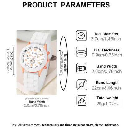 6pcs White Butterfly Women'S Casual Round Dial Watch And Jewelry Set