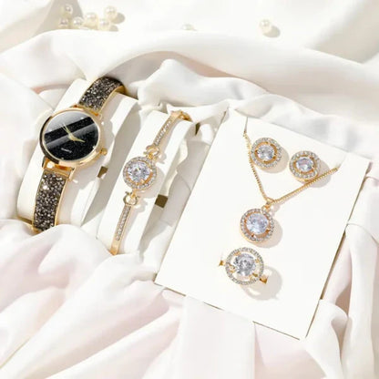 6 Pcs Golden Black Women’s Jewellery Set.