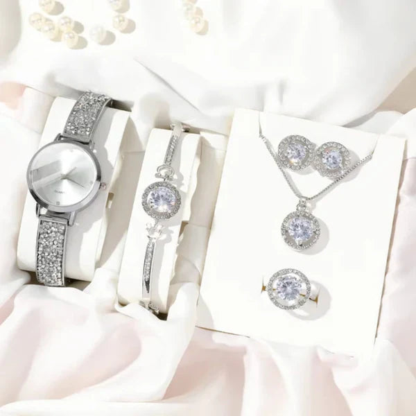6 Pcs Silver White Women’s Jewellery Set.