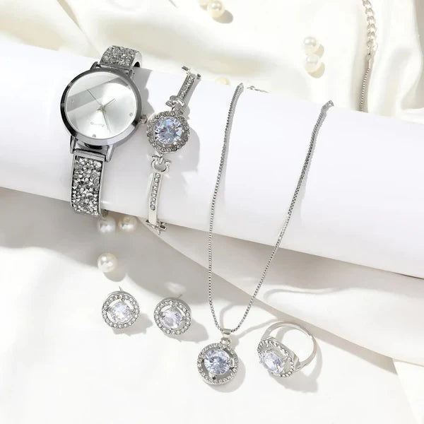 6 Pcs Silver White Women’s Jewellery Set.
