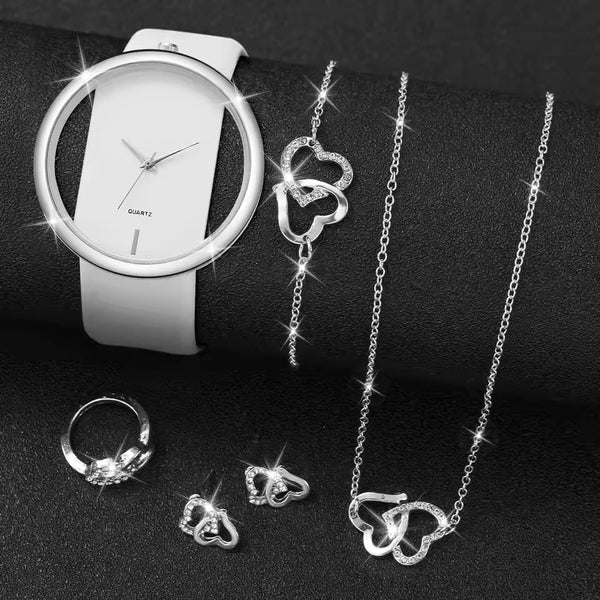 6 Pcs Hollow Dail Women'S Watch Set.