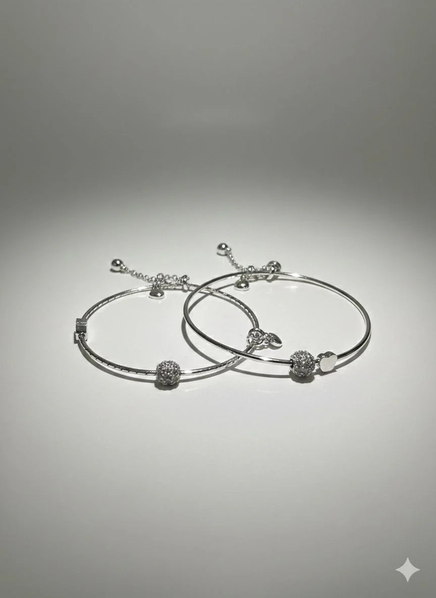 Elegant Silver Love Bangle