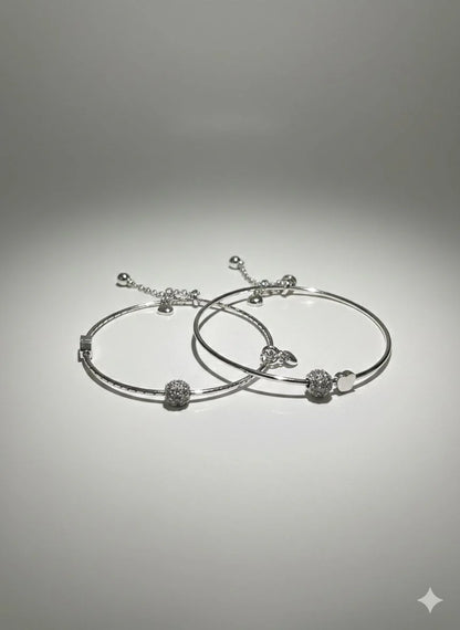 Elegant Silver Love Bangle