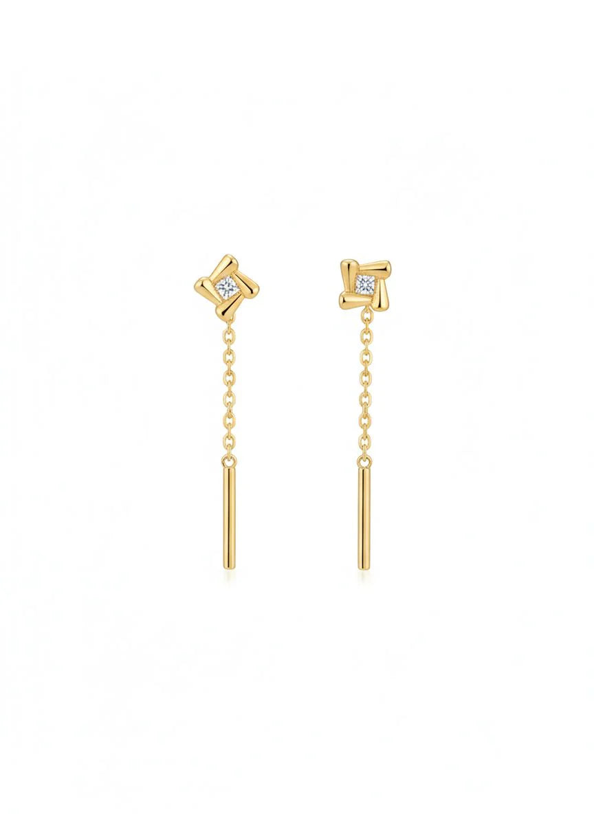 Golden Fragment Chain Earrings