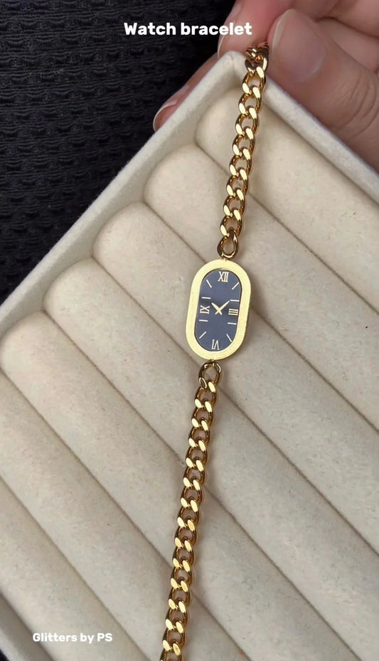 Elegant Gold Chain watch style Bracelet