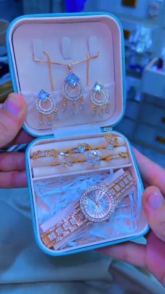 Luxury Blue Stone Earring Jewelry Box