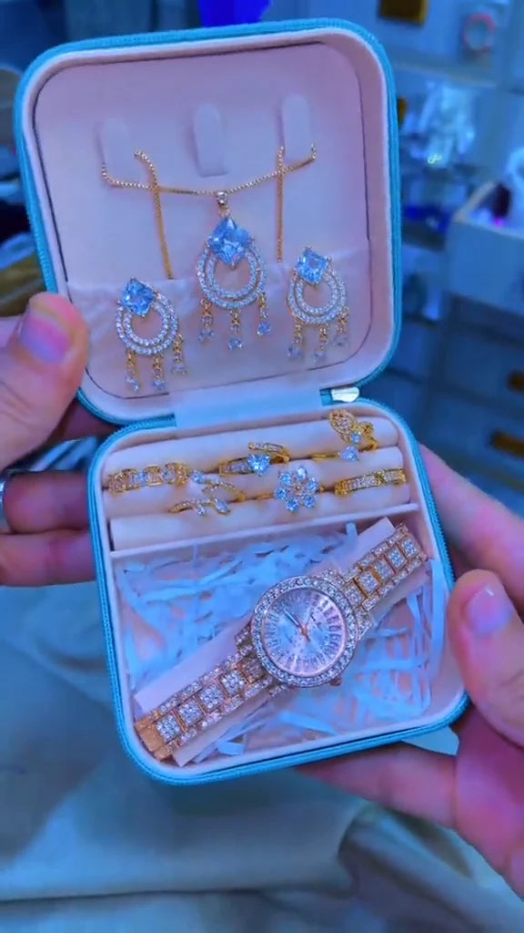 Luxury Blue Stone Earring Jewelry Box